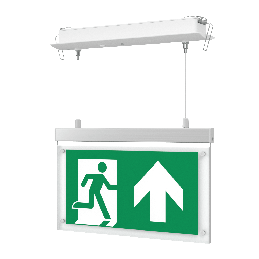 EDGE Suspended Recessed Ceiling Exit Running Man Sign Light | LED 3W 200lm | 6000K Daylight White | IP20 | 3hr Emergency Function - LightHub Direct