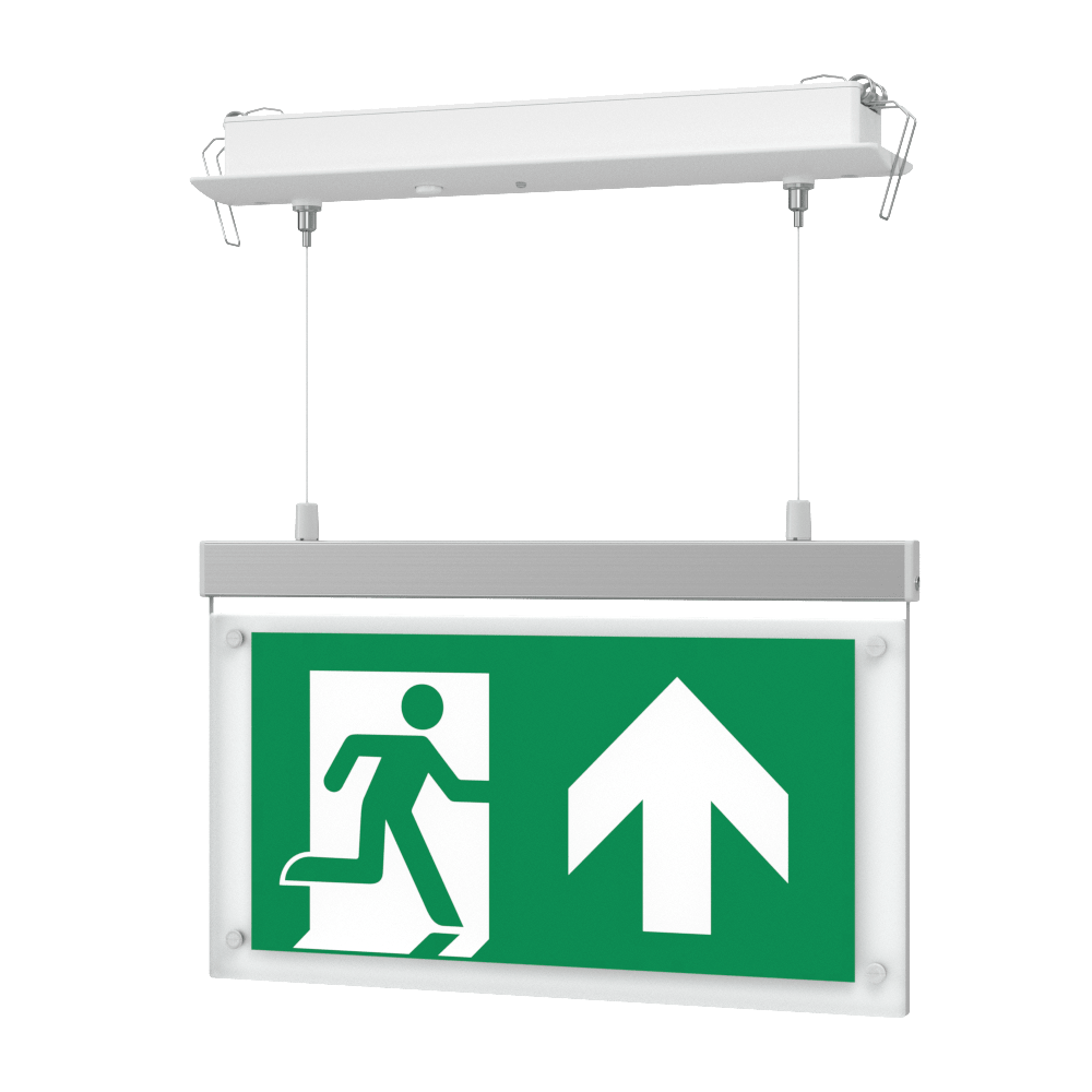 EDGE Suspended Recessed Ceiling Exit Running Man Sign Light | LED 3W 200lm | 6000K Daylight White | IP20 | 3hr Emergency Function - LightHub Direct
