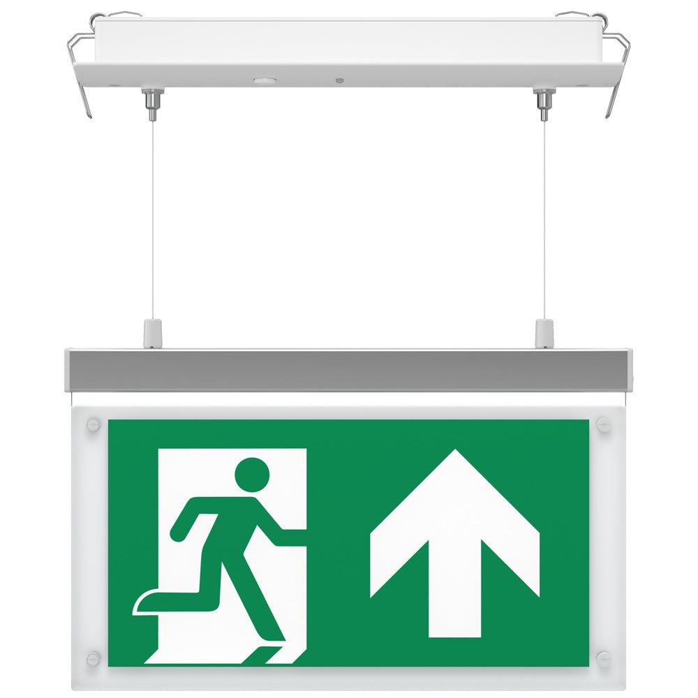 EDGE Suspended Recessed Ceiling Exit Running Man Sign Light | LED 3W 200lm | 6000K Daylight White | IP20 | 3hr Emergency Function - LightHub Direct