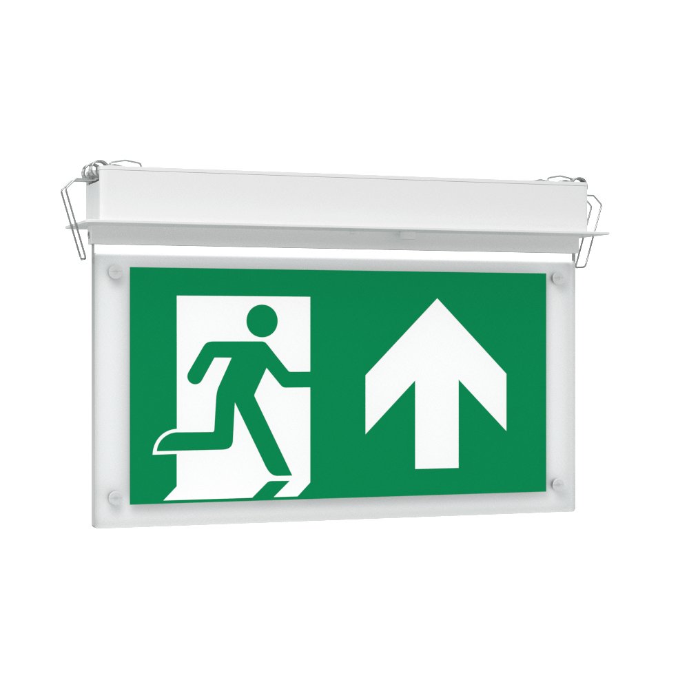 EDGE Recessed Ceiling Exit Running Man Sign Light | LED 3W 200lm | 6000K Daylight White | IP20 | 3hr Emergency Function - LightHub Direct