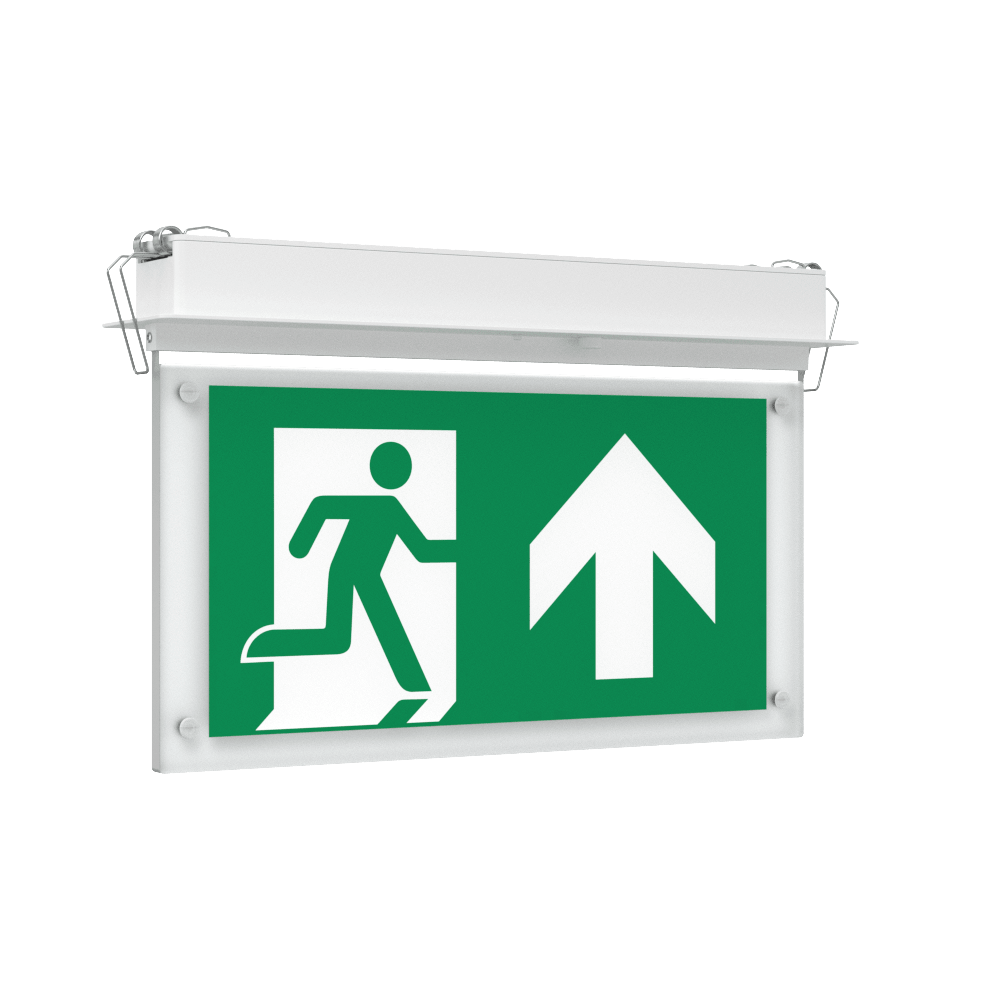 EDGE Recessed Ceiling Exit Running Man Sign Light | LED 3W 200lm | 6000K Daylight White | IP20 | 3hr Emergency Function - LightHub Direct