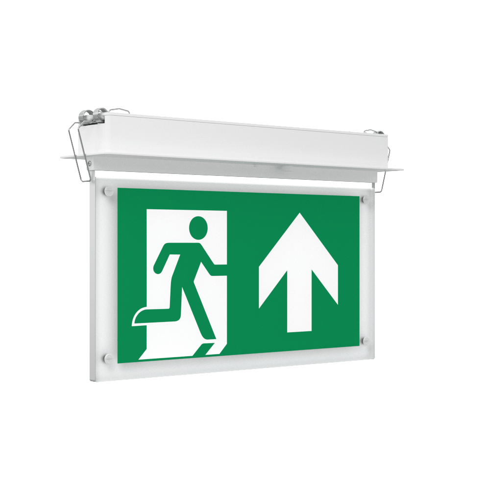EDGE Recessed Ceiling Exit Running Man Sign Light | LED 3W 200lm | 6000K Daylight White | IP20 | 3hr Emergency Function - LightHub Direct