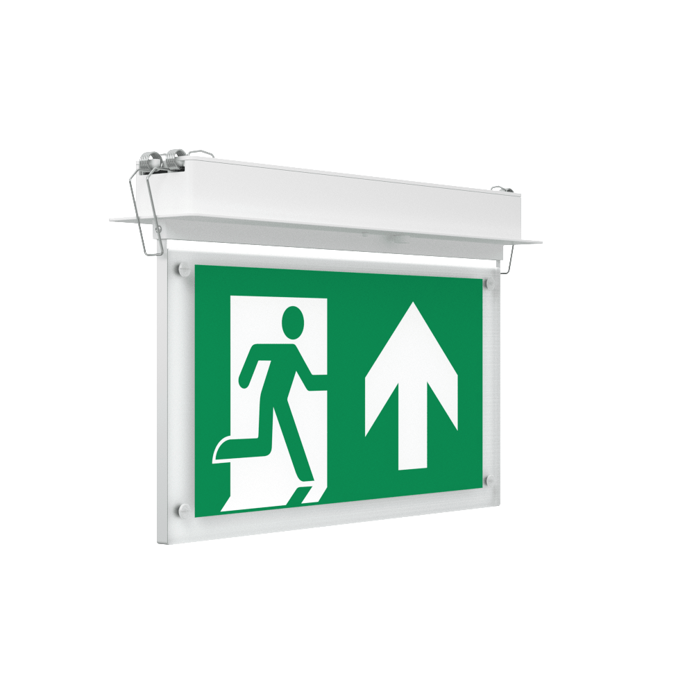 EDGE Recessed Ceiling Exit Running Man Sign Light | LED 3W 200lm | 6000K Daylight White | IP20 | 3hr Emergency Function - LightHub Direct