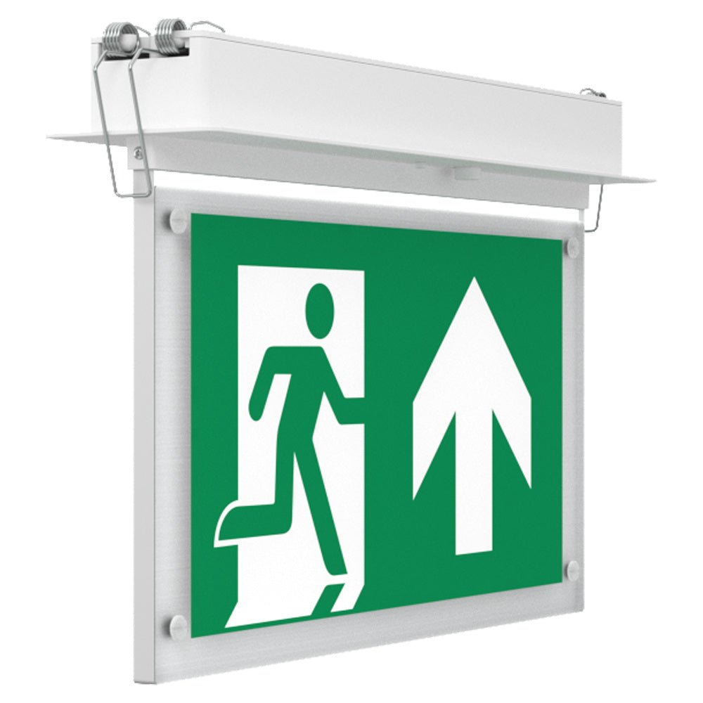 EDGE Recessed Ceiling Exit Running Man Sign Light | LED 3W 200lm | 6000K Daylight White | IP20 | 3hr Emergency Function - LightHub Direct