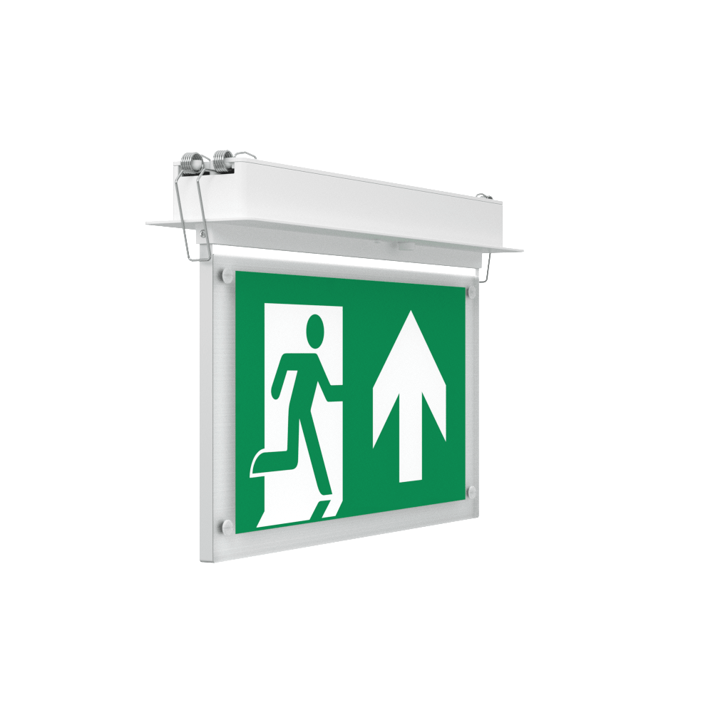 EDGE Recessed Ceiling Exit Running Man Sign Light | LED 3W 200lm | 6000K Daylight White | IP20 | 3hr Emergency Function - LightHub Direct