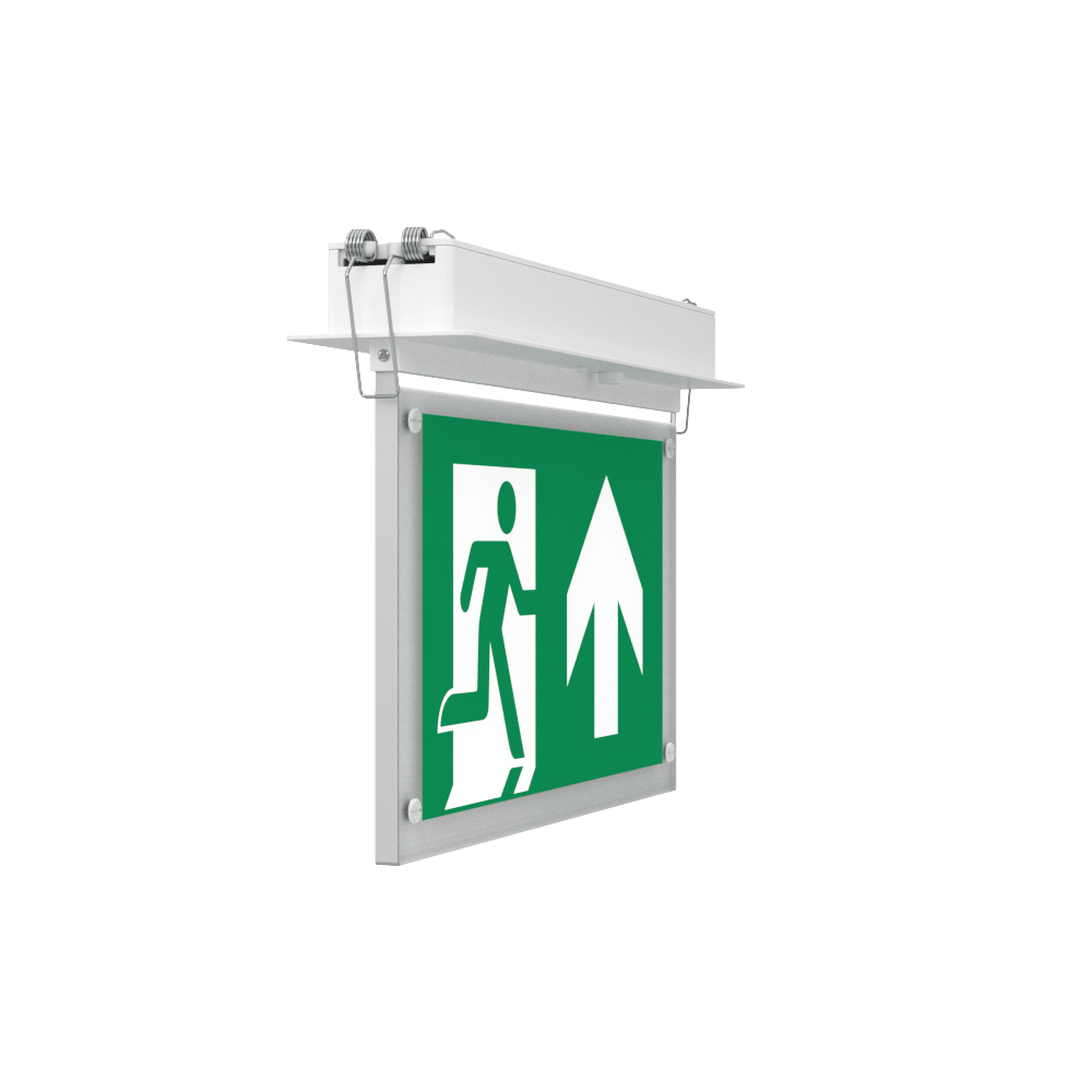 EDGE Recessed Ceiling Exit Running Man Sign Light | LED 3W 200lm | 6000K Daylight White | IP20 | 3hr Emergency Function - LightHub Direct