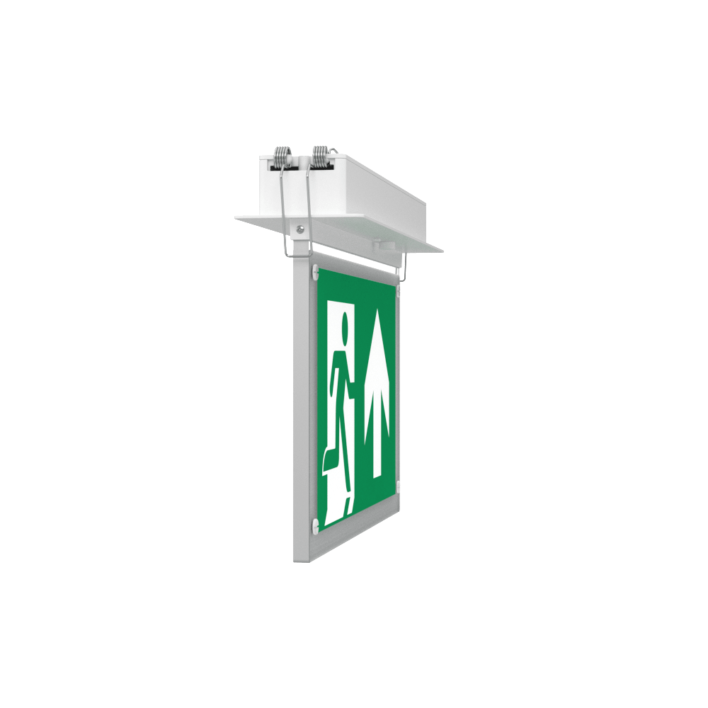 EDGE Recessed Ceiling Exit Running Man Sign Light | LED 3W 200lm | 6000K Daylight White | IP20 | 3hr Emergency Function - LightHub Direct