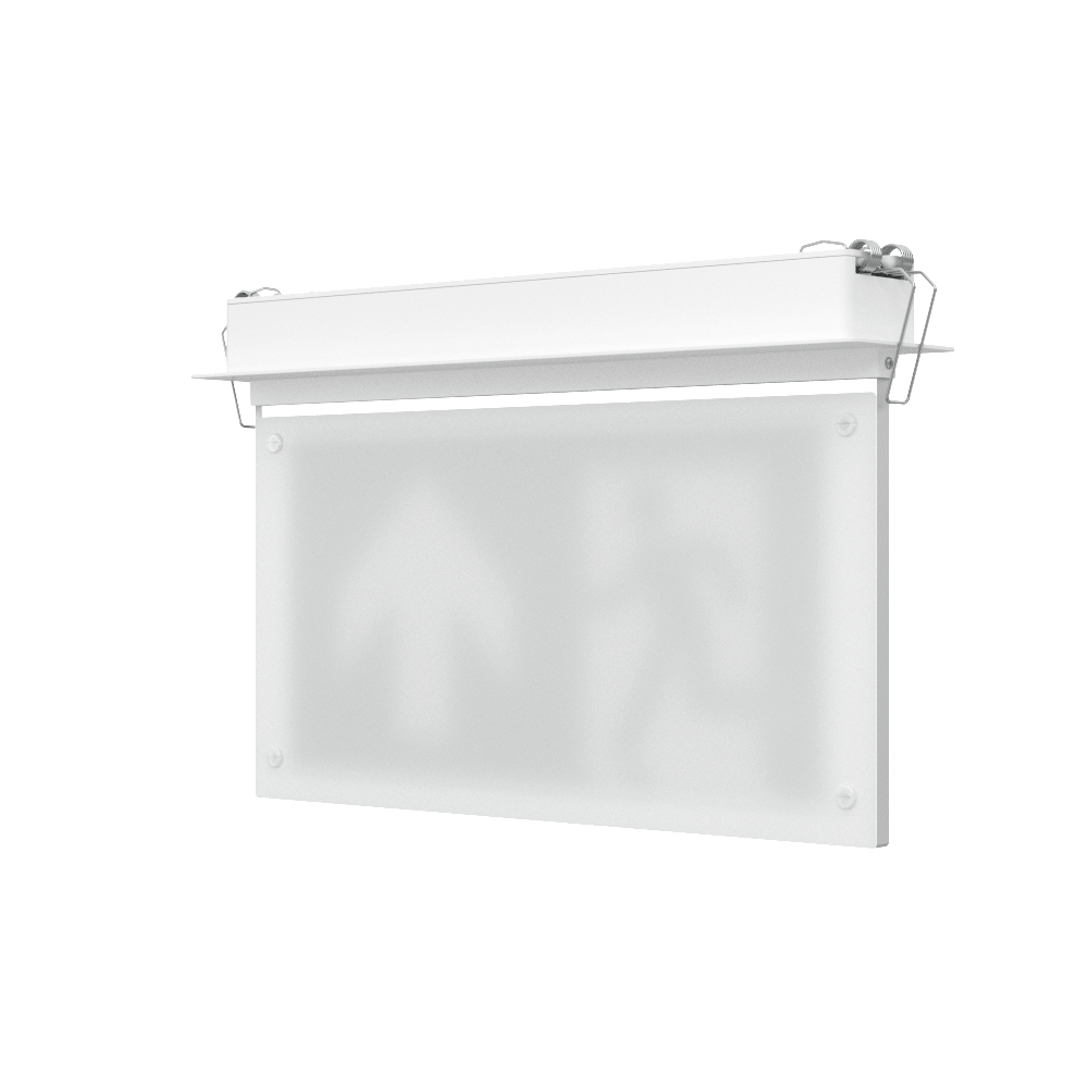 EDGE Recessed Ceiling Exit Running Man Sign Light | LED 3W 200lm | 6000K Daylight White | IP20 | 3hr Emergency Function - LightHub Direct