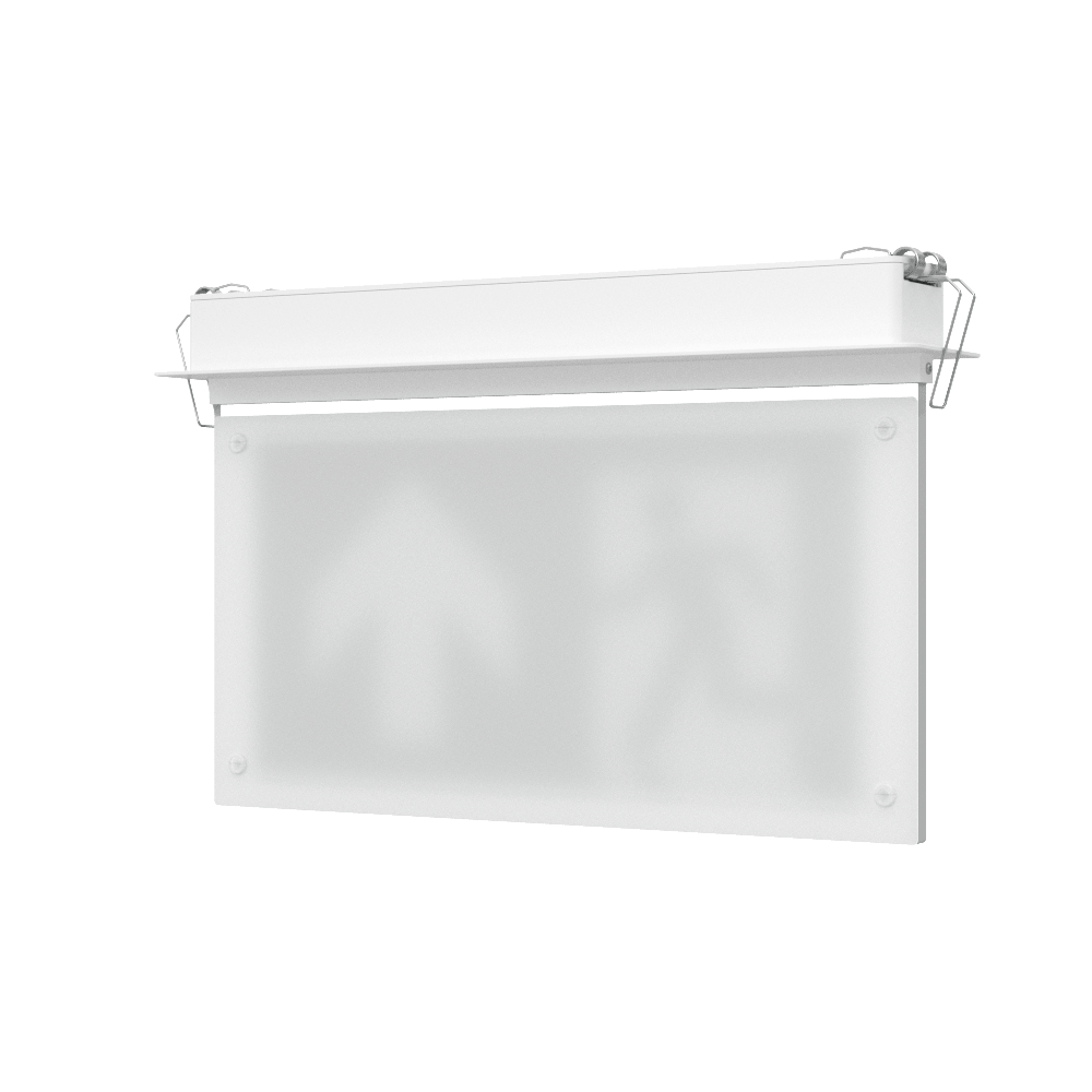 EDGE Recessed Ceiling Exit Running Man Sign Light | LED 3W 200lm | 6000K Daylight White | IP20 | 3hr Emergency Function - LightHub Direct