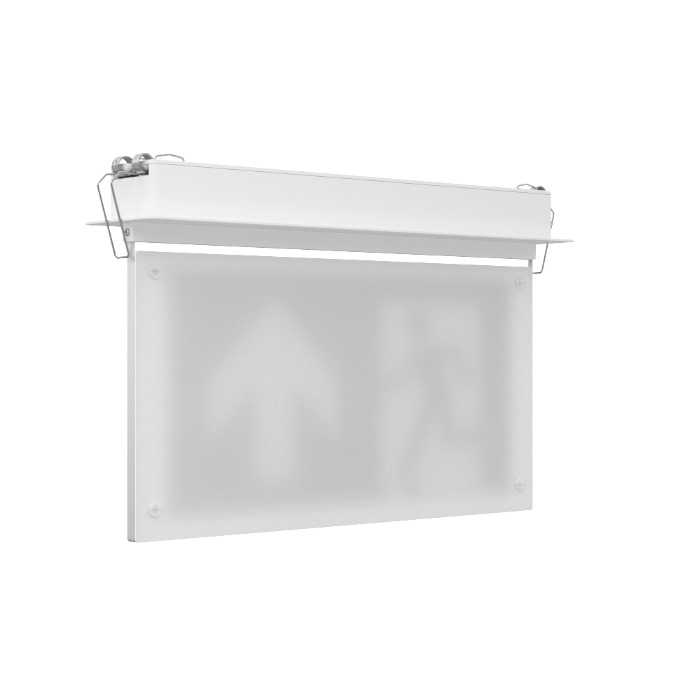 EDGE Recessed Ceiling Exit Running Man Sign Light | LED 3W 200lm | 6000K Daylight White | IP20 | 3hr Emergency Function - LightHub Direct