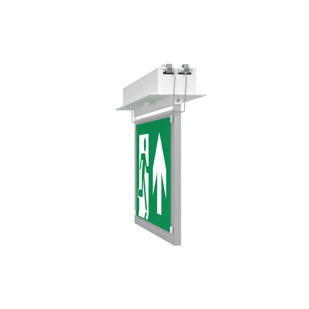 EDGE Recessed Ceiling Exit Running Man Sign Light | LED 3W 200lm | 6000K Daylight White | IP20 | 3hr Emergency Function - LightHub Direct