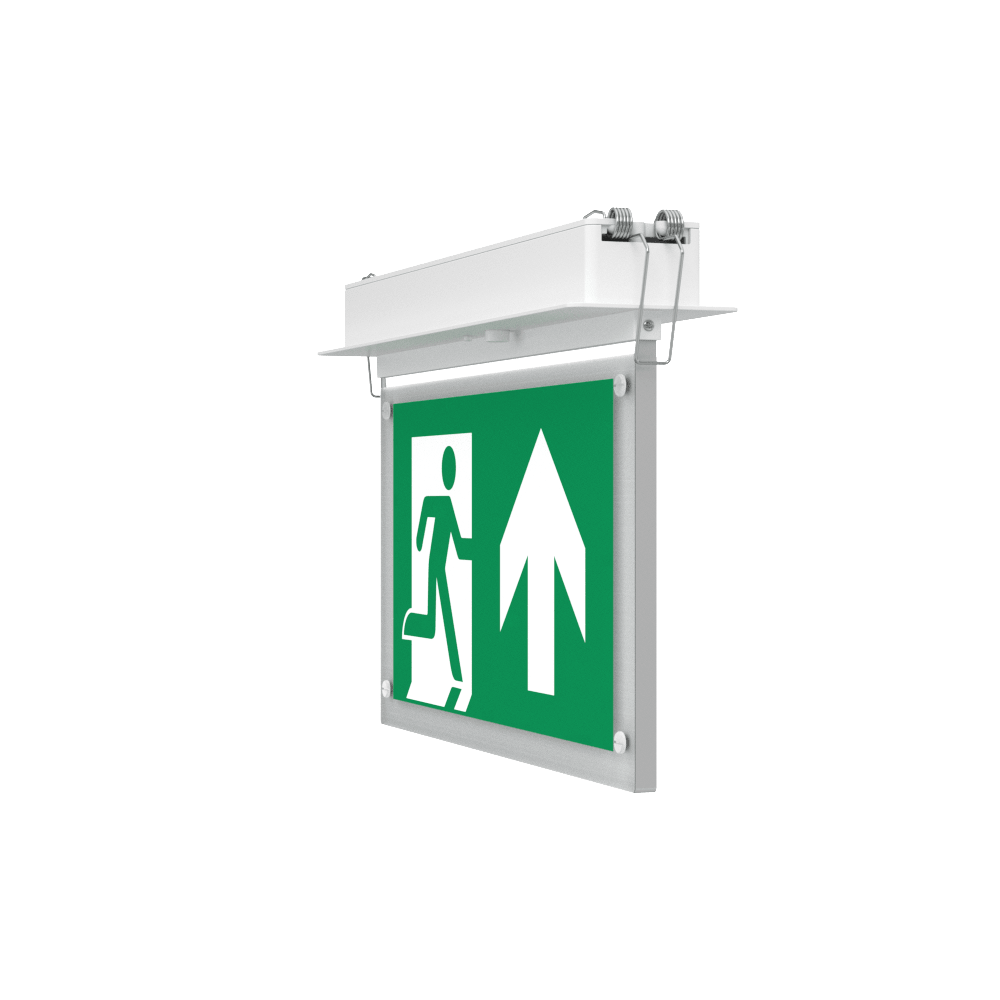 EDGE Recessed Ceiling Exit Running Man Sign Light | LED 3W 200lm | 6000K Daylight White | IP20 | 3hr Emergency Function - LightHub Direct