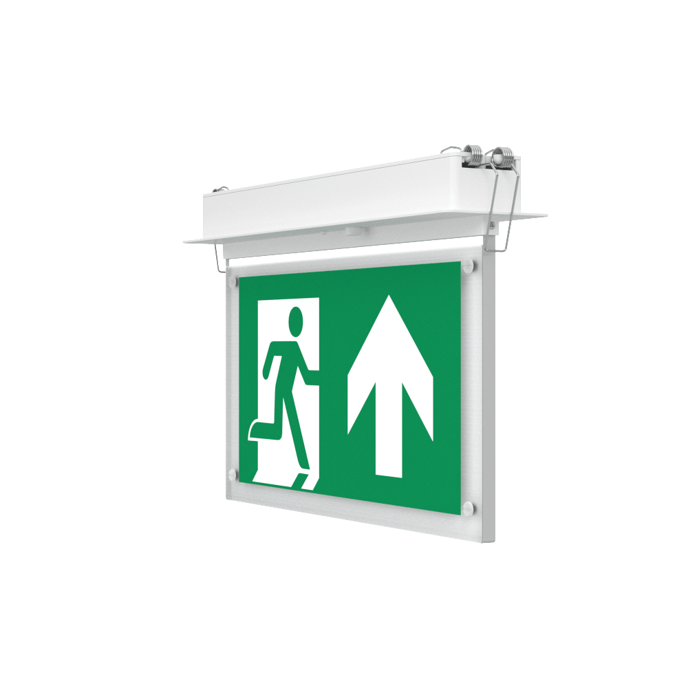 EDGE Recessed Ceiling Exit Running Man Sign Light | LED 3W 200lm | 6000K Daylight White | IP20 | 3hr Emergency Function - LightHub Direct