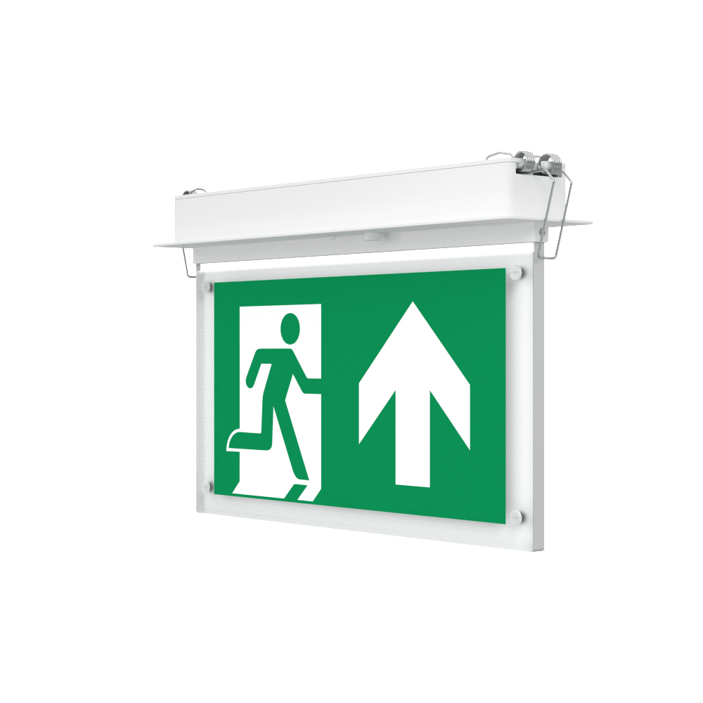 EDGE Recessed Ceiling Exit Running Man Sign Light | LED 3W 200lm | 6000K Daylight White | IP20 | 3hr Emergency Function - LightHub Direct