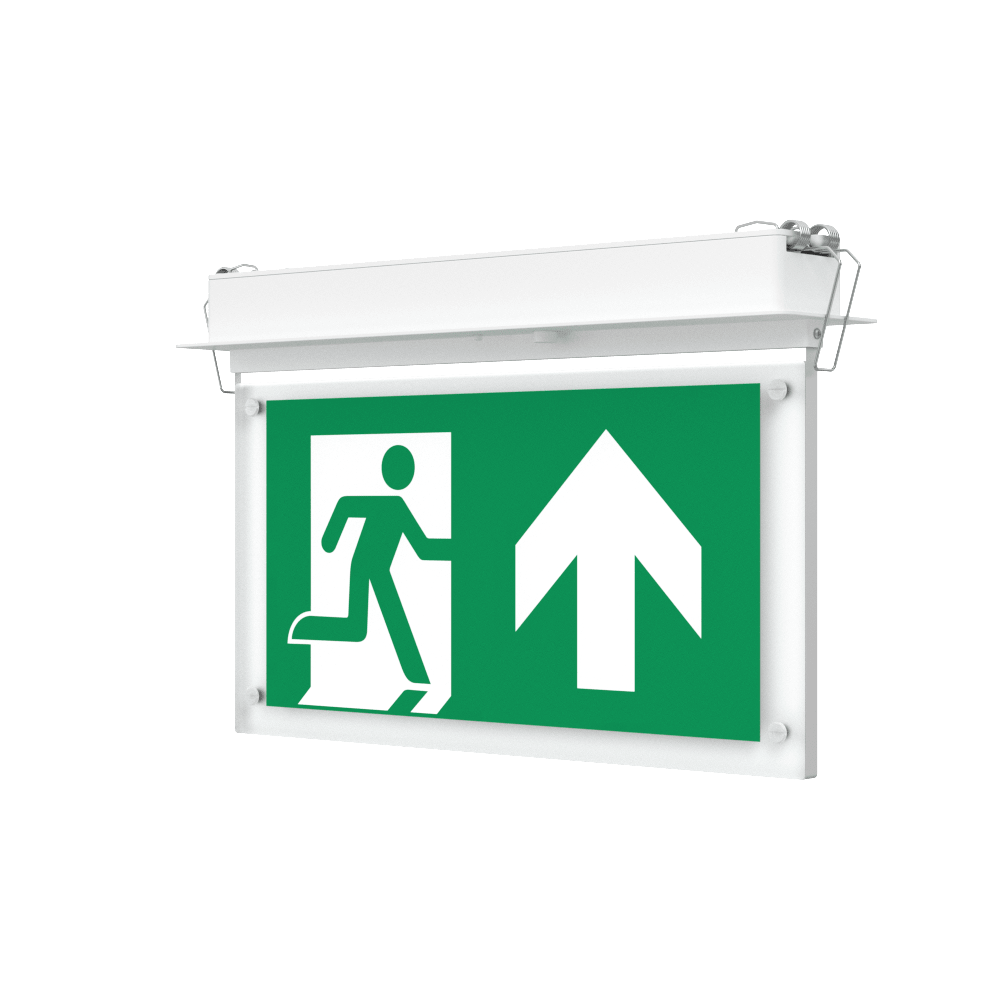 EDGE Recessed Ceiling Exit Running Man Sign Light | LED 3W 200lm | 6000K Daylight White | IP20 | 3hr Emergency Function - LightHub Direct