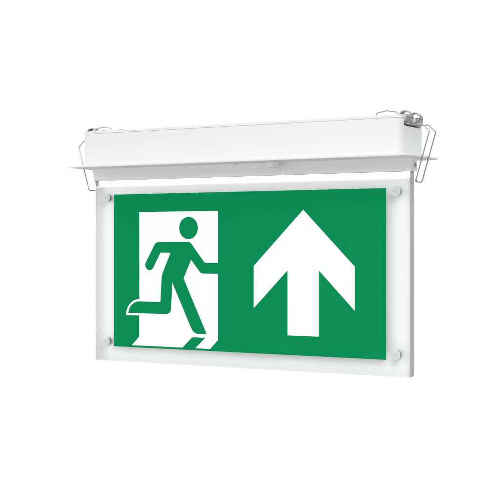 EDGE Recessed Ceiling Exit Running Man Sign Light | LED 3W 200lm | 6000K Daylight White | IP20 | 3hr Emergency Function - LightHub Direct