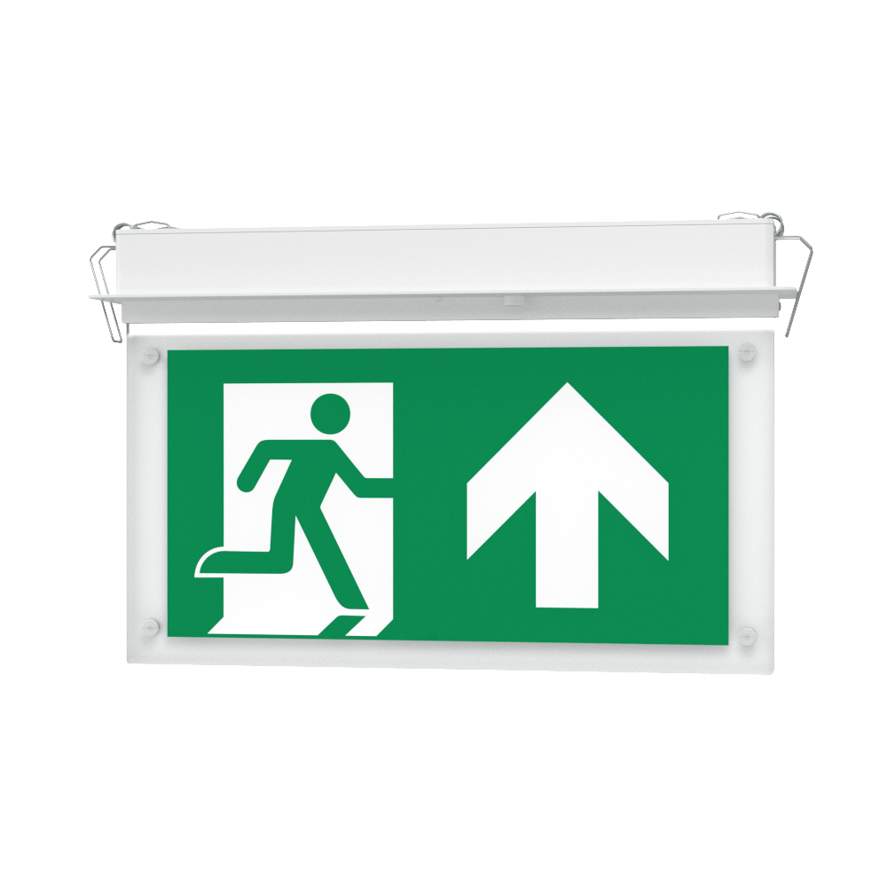 EDGE Recessed Ceiling Exit Running Man Sign Light | LED 3W 200lm | 6000K Daylight White | IP20 | 3hr Emergency Function - LightHub Direct