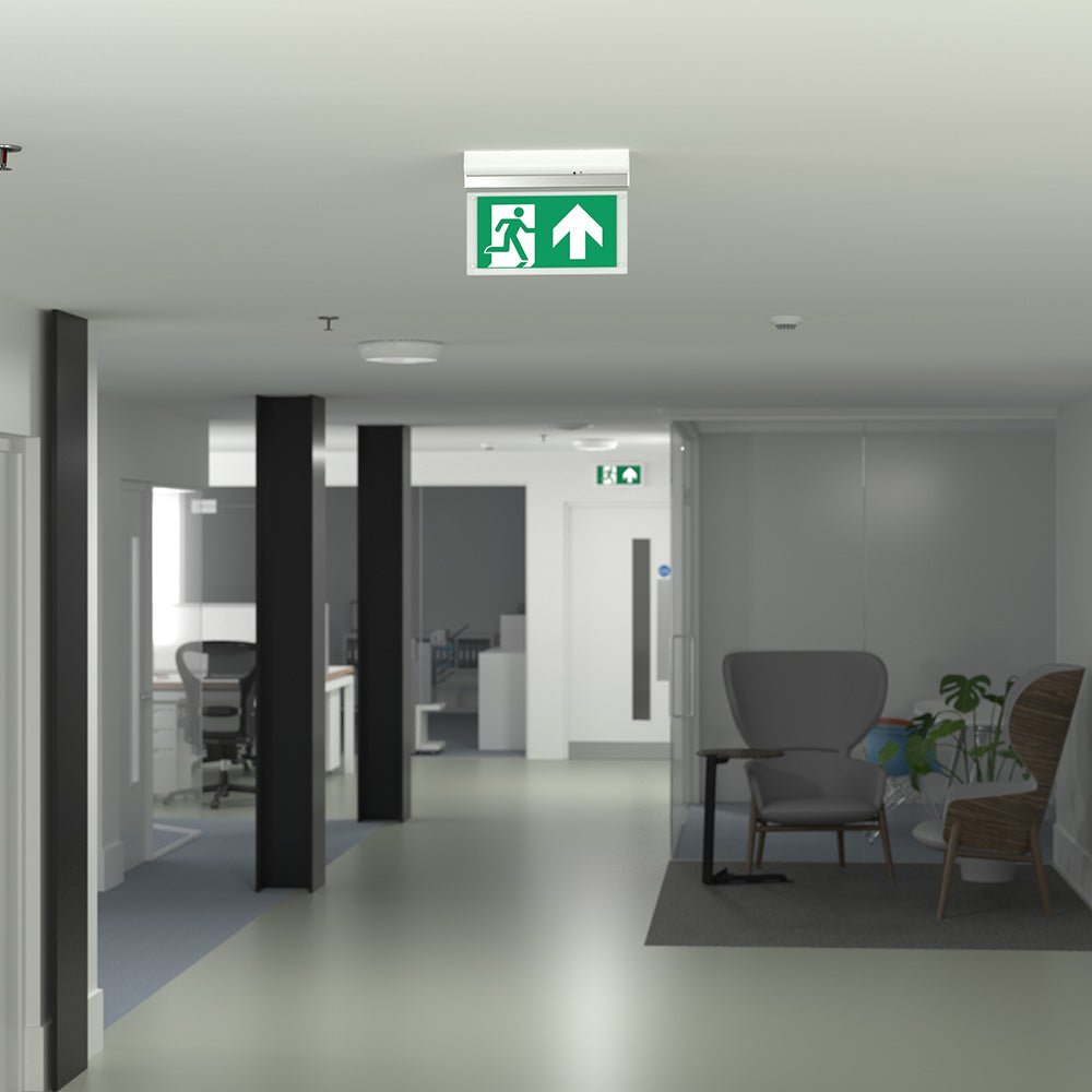 EDGE Surface Wall / Ceiling Exit Running Man Sign Light | LED 3W 200lm | 6000K Daylight White | IP20 | 3hr Emergency - LightHub Direct