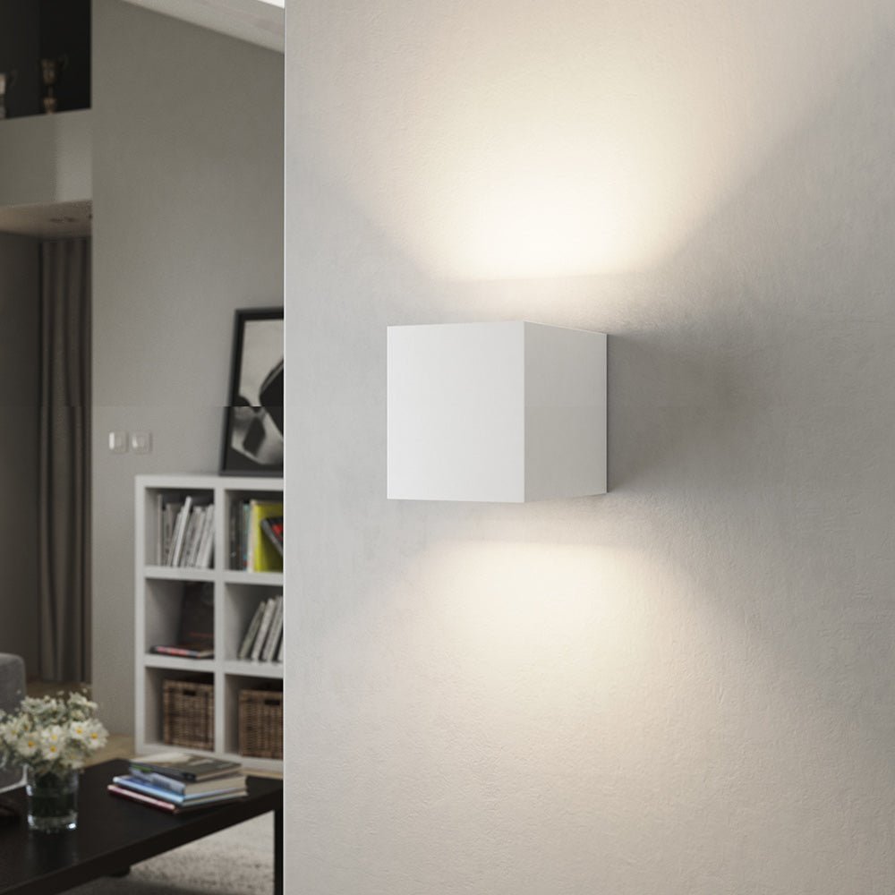 CUBE LED Square Paintable Plaster Wall Uplighter Light | G9 | Up Down Light Effect | 3000K Warm White Dimmable - LightHub Direct