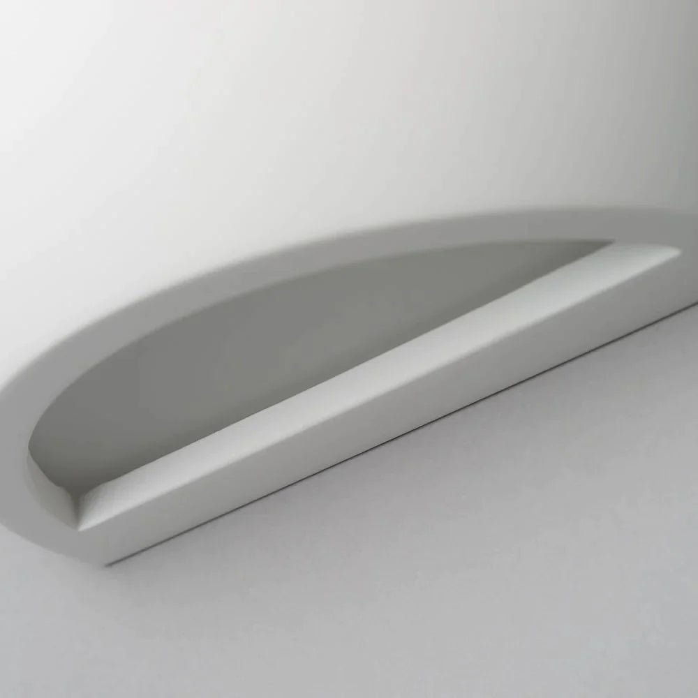 CARTER LED Half Moon Paintable Plaster Wall Uplighter Light | E14 SES | Up Down Light Effect | 2700K Warm White Dimmable - LightHub Direct