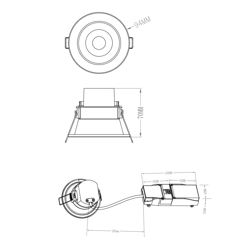 4CCT Fire Rated Dimmable Anti-Glare Downlight | LED 5-7W 650lm | CCT Tri-Colour | IP65 | White & Brass