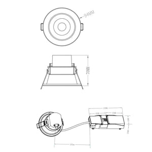 4CCT Fire Rated Dimmable Anti-Glare Downlight | LED 5-7W 650lm | CCT Tri-Colour | IP65 | White & Brass