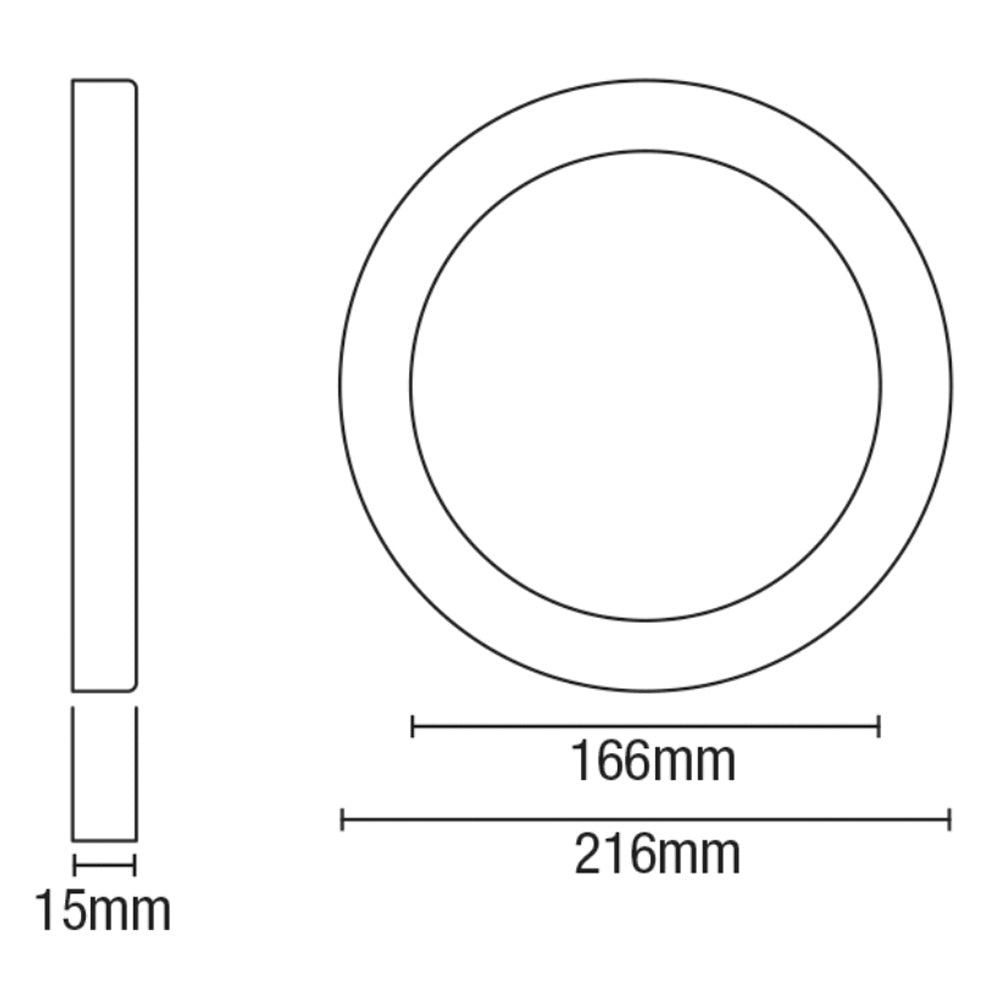 Adjustable Slim Flat Recessed / Surface Round Downlight Panel Light Fitting | LED 18W 1800lm | CCT Tri-Colour | IP44 | White