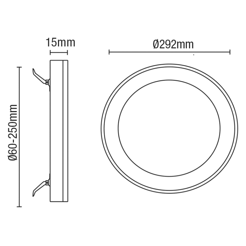 Adjustable Slim Flat Recessed / Surface Round Downlight Panel Light Fitting | LED 24W 2400lm | CCT Tri-Colour | IP44 | Chrome
