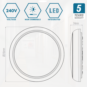 EUSTON CE3X5 | Round Bulkhead Light Fitting | LED Multi Wattage 8-16W | CCT 5-Colour | IP65 | 3hr Emergency