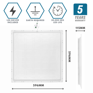 36W 600x600mm LED | Recessed Light Panel | 4000K Neutral White | UGR>19 for Office Suspended Ceiling White
