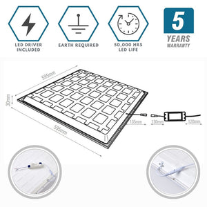 Volta | Emergency Self Test LED | 600x600mm | 6000K Daylight White | Recessed Light Panels 6 PACK | 40W 4000lm | Office Suspended Ceiling White