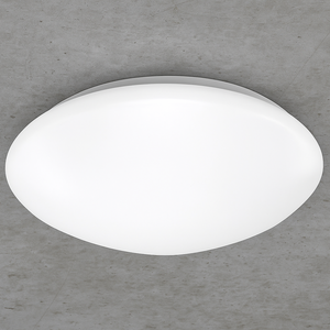 White ceiling light fixture on a gray concrete wall