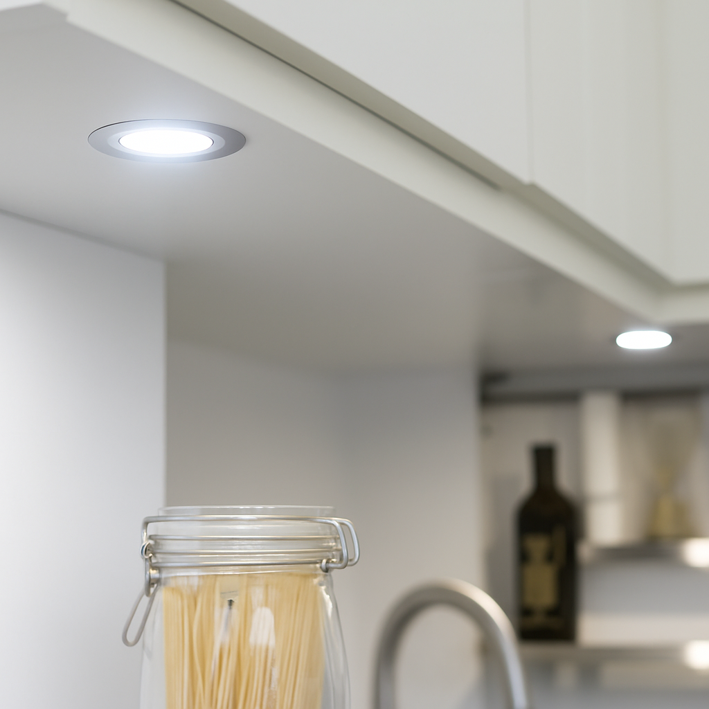 Mini Recessed Under Cabinet LED Downlight | LED 1.5W 12V | IP20 | 6500K Daylight White | Polished Chrome