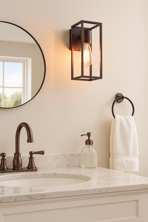 HERBERT | Bathroom Corrosion Resistant Box Lantern Wall Light | E27 | IP44 | Black