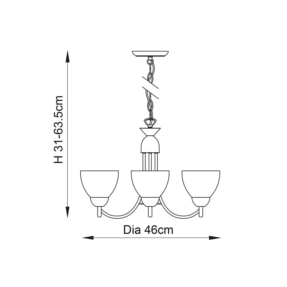 3 Light Ceiling Pendant Semi Flush Fitting with Opal Glass Shades | E27 | Satin Chrome