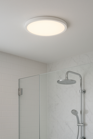 CCT Slim Low Profile Circular Flush Ceiling Corridor Bathroom Kitchen Light | 12W LED 1200lm | IP54 | White