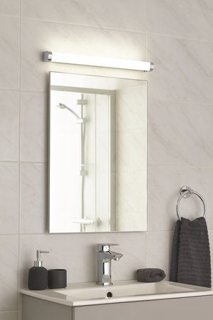 MODA | LED Over Mirror Bathroom Light Wall Flush Fitting | Switched | 15W IP44 | Polished Chrome