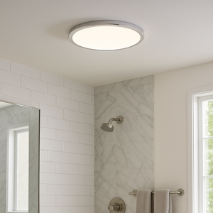 CCT Slim Low Profile Circular Flush Ceiling Corridor Bathroom Kitchen Light | 12W LED 1200lm | IP54 | Chrome