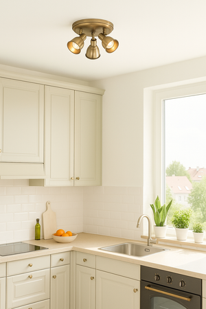 WESTBURY | Triple Semi Flush Ceiling Spotlight Classic Vintage Fitting | GU10 | IP20 | Antique Brass