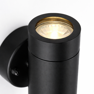 KEW Up / Down Outdoor Stainless Steel Garden Porch Wall Light | GU10 | IP44 | PIR Motion Sensor | Matte Black