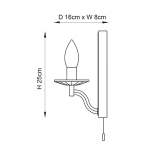 Bathroom Light Wall Semi-Flush Clear Glass Fitting with Pullcord |Switch | G9 | IP44 | Chrome