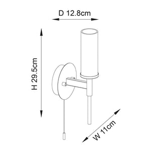 Bathroom Light Wall Semi-Flush Fitting with Glass Shade & Pullcord Switch | G9 | IP44 | Satin Brushed Gold