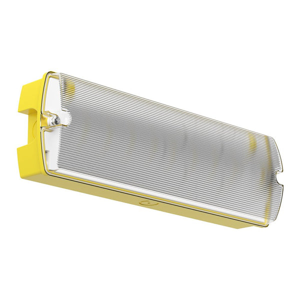 APEX 110V Rectangle Fire Exit Bulkhead Light Fitting | LED 5W 220lm | 6500K Daylight White | IP65 | 3hr Emergency