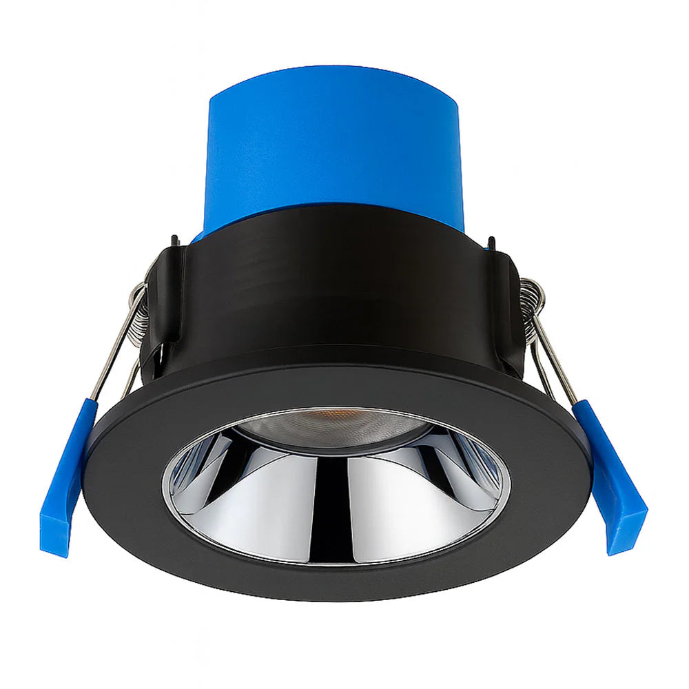 4CCT Fire Rated Dimmable Anti-Glare Downlight | LED 5-7W 650lm | CCT Tri-Colour | IP65 | Black & Chrome