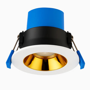 4CCT Fire Rated Dimmable Anti-Glare Downlight | LED 5-7W 650lm | CCT Tri-Colour | IP65 | White & Brass
