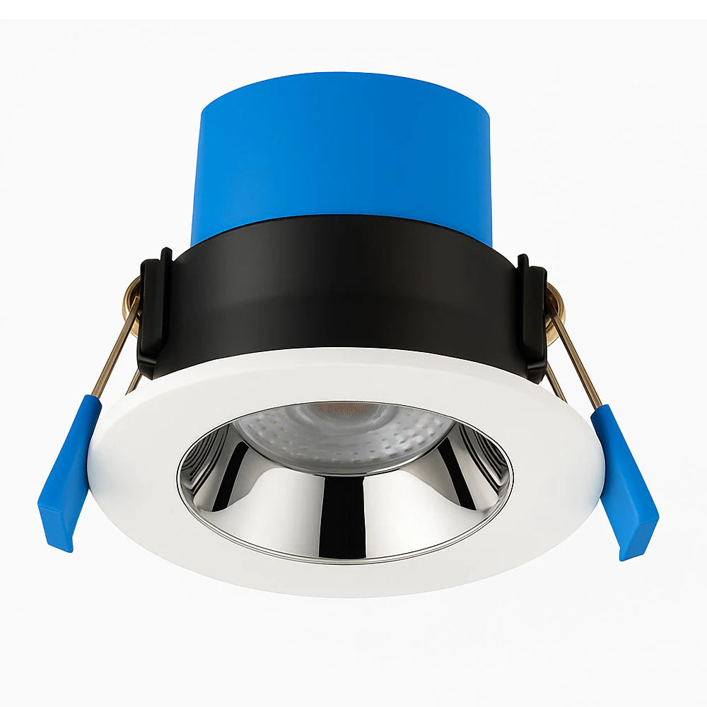 4CCT Fire Rated Dimmable Anti-Glare Downlight | LED 5-7W 650lm | CCT Tri-Colour | IP65 | White & Chrome