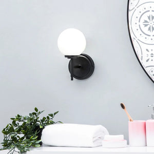 PORTO | Globe Glass Waterproof Wall Light Fitting | G9 | IP44 | Black