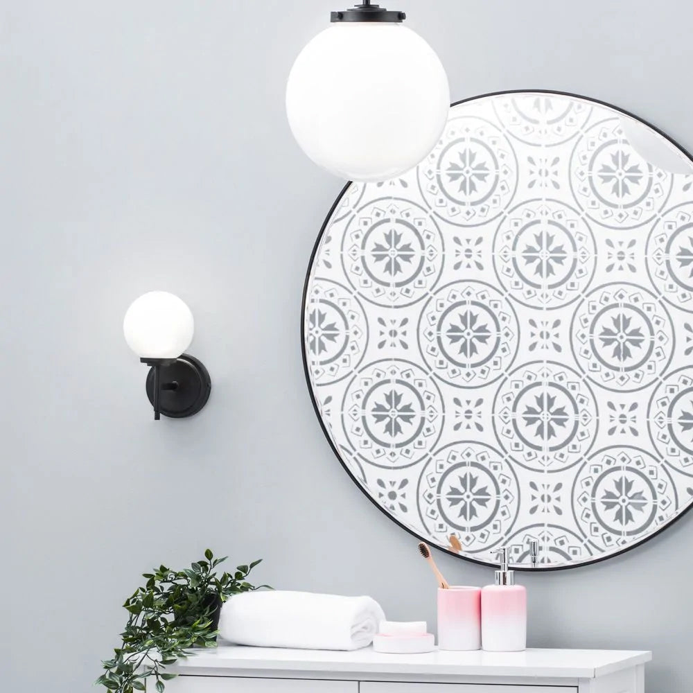 PORTO | Globe Glass Waterproof Wall Light Fitting | G9 | IP44 | Black