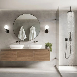 PORTO | Globe Glass Waterproof Wall Light Fitting | G9 | IP44 | Black