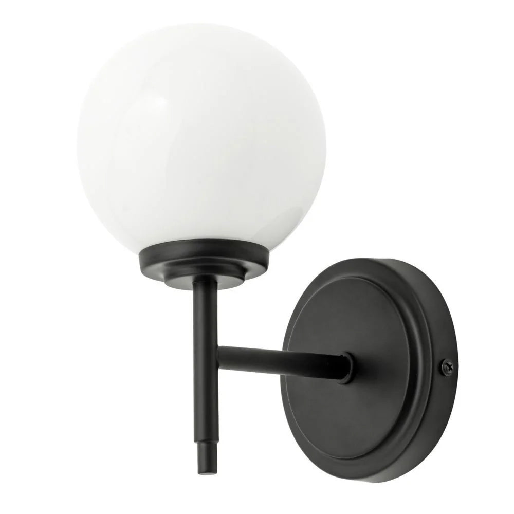 PORTO | Globe Glass Waterproof Wall Light Fitting | G9 | IP44 | Black